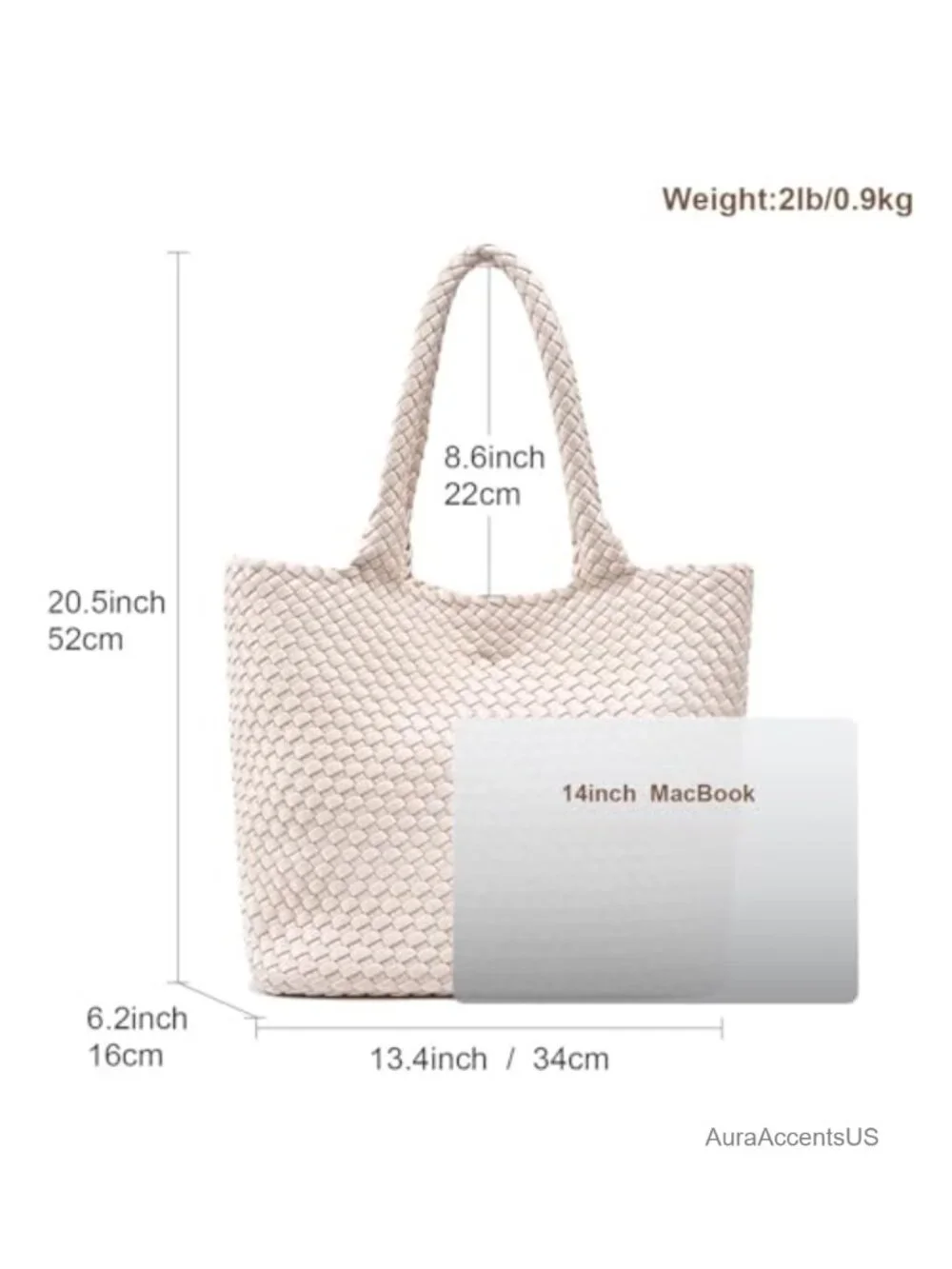 Woven Vegan Leather Tote Bag - Large Handbag with Clutch